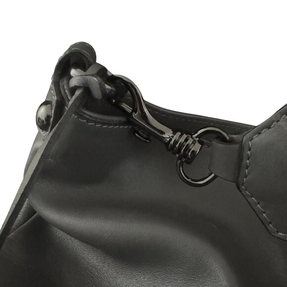 Lacucci Gray Leather Shoulder Bag Purse With Yellow & Snake Print Strap - Picture 8 of 10